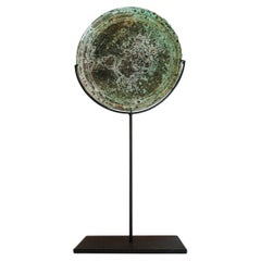 Khmer Bronze Mirror on Stand, Cambodia, 14th - 15th Century
