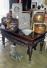 Dayak Reed Basket with Shells, Pair