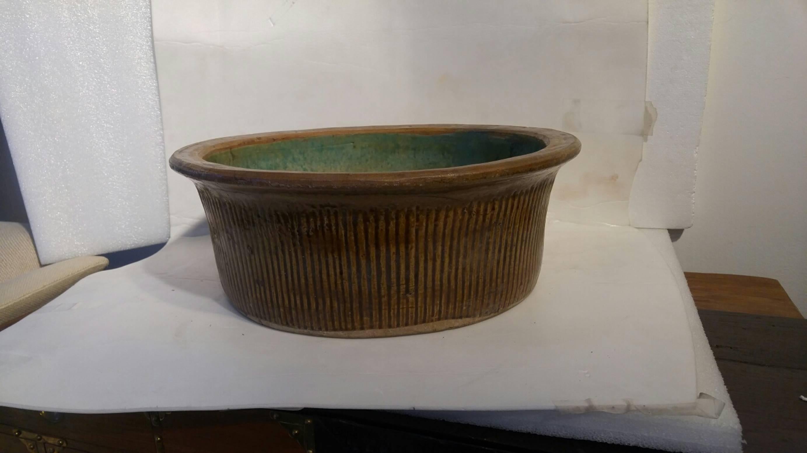 Glazed Tall Ceramic Bowl from Indonesia