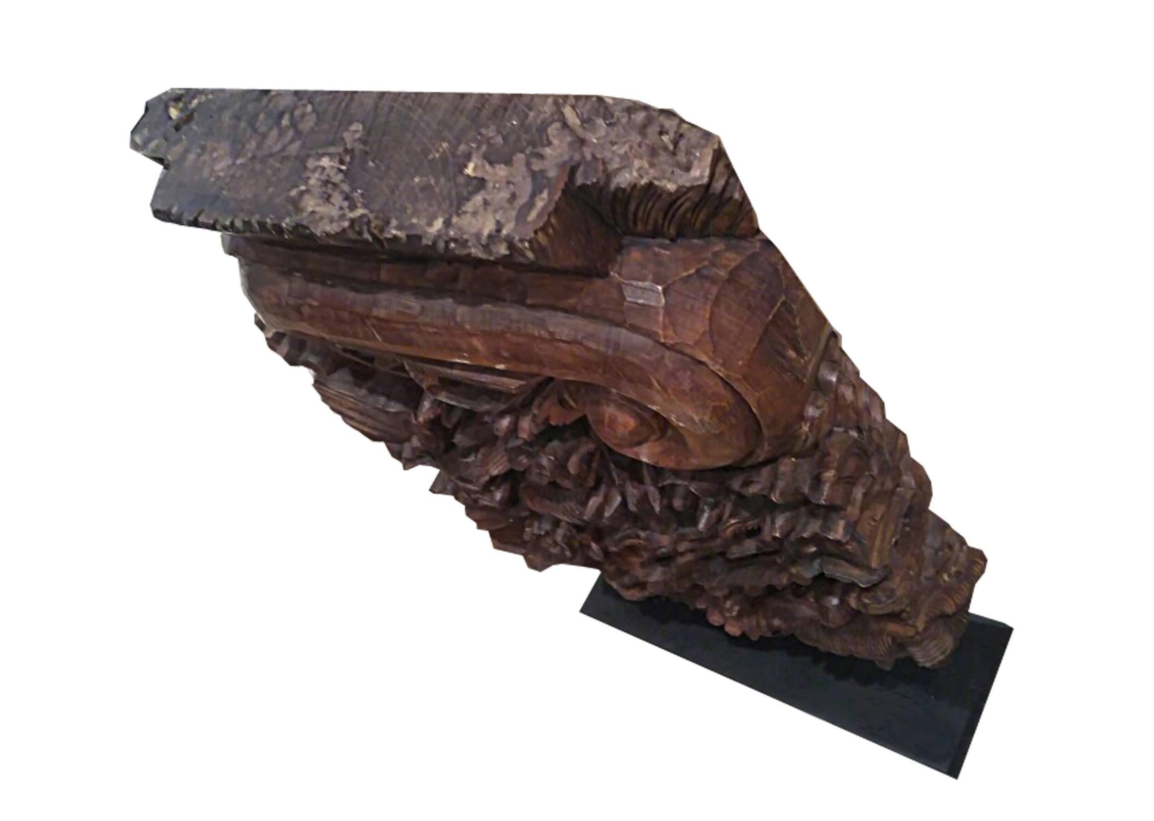 Architectural Detail in Hand-Carved Wood, on Stand, Contemporary In Good Condition In New York, NY