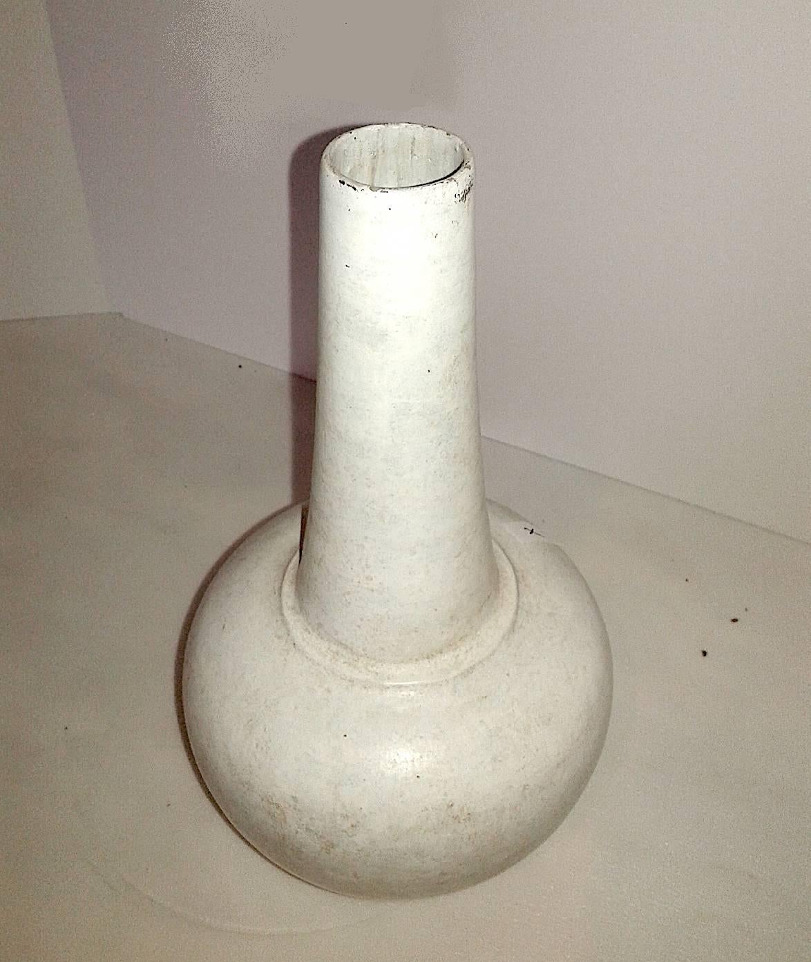 Thai Ceramic Vase with White Glaze and Long Neck
