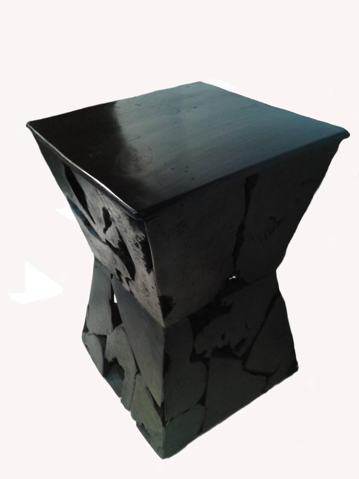 Modern Sculptured Hourglass Wood Side Table