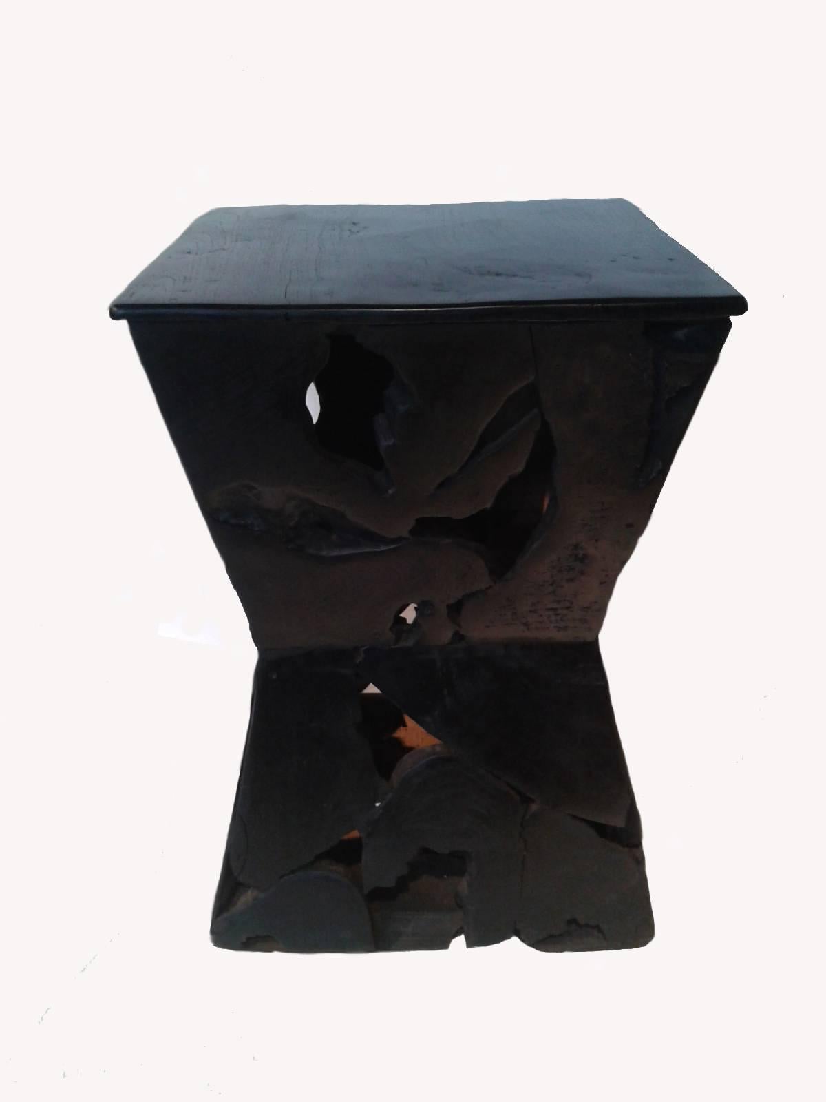 Indonesian Sculptured Hourglass Wood Side Table