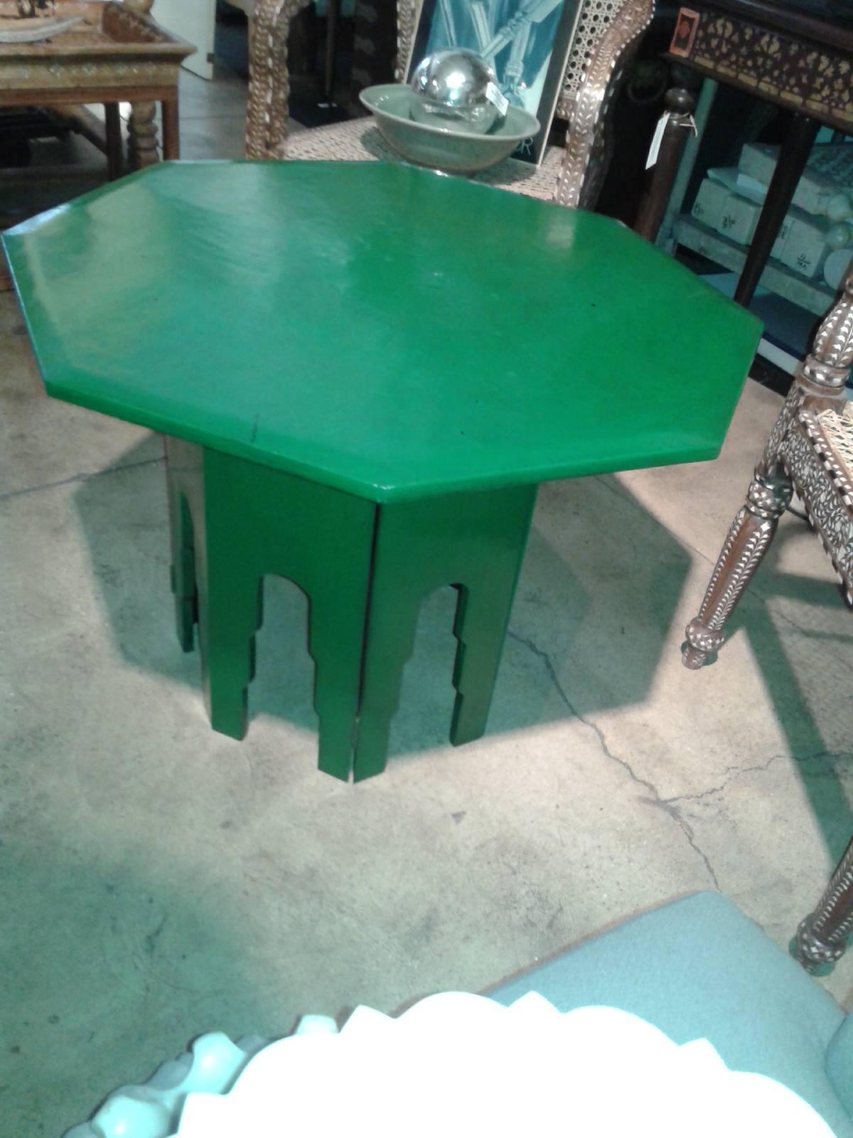Lacquered Green Octagonal Side Table 