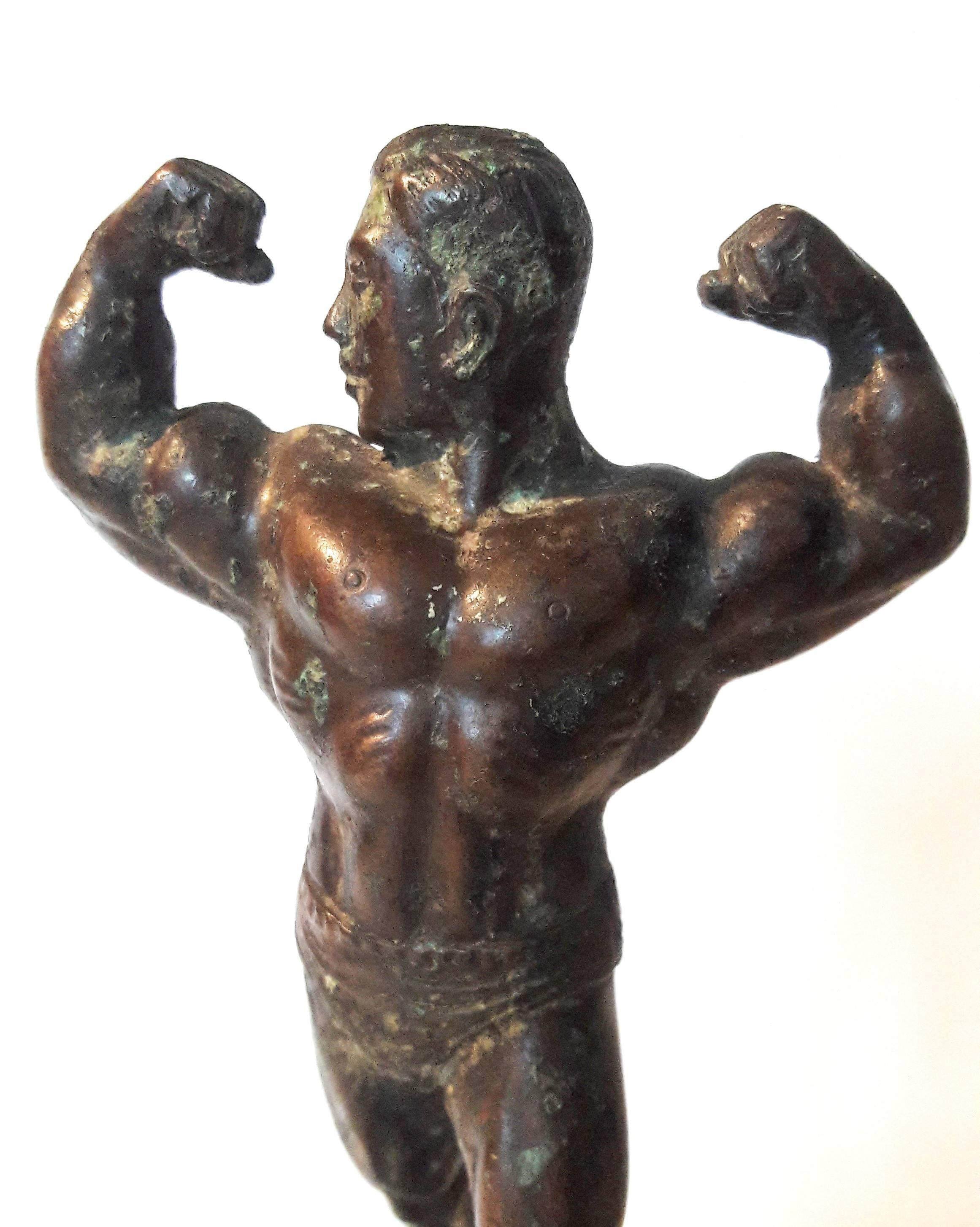 Neoclassical Burmese Bronze Muscleman, Mid-20th Century For Sale