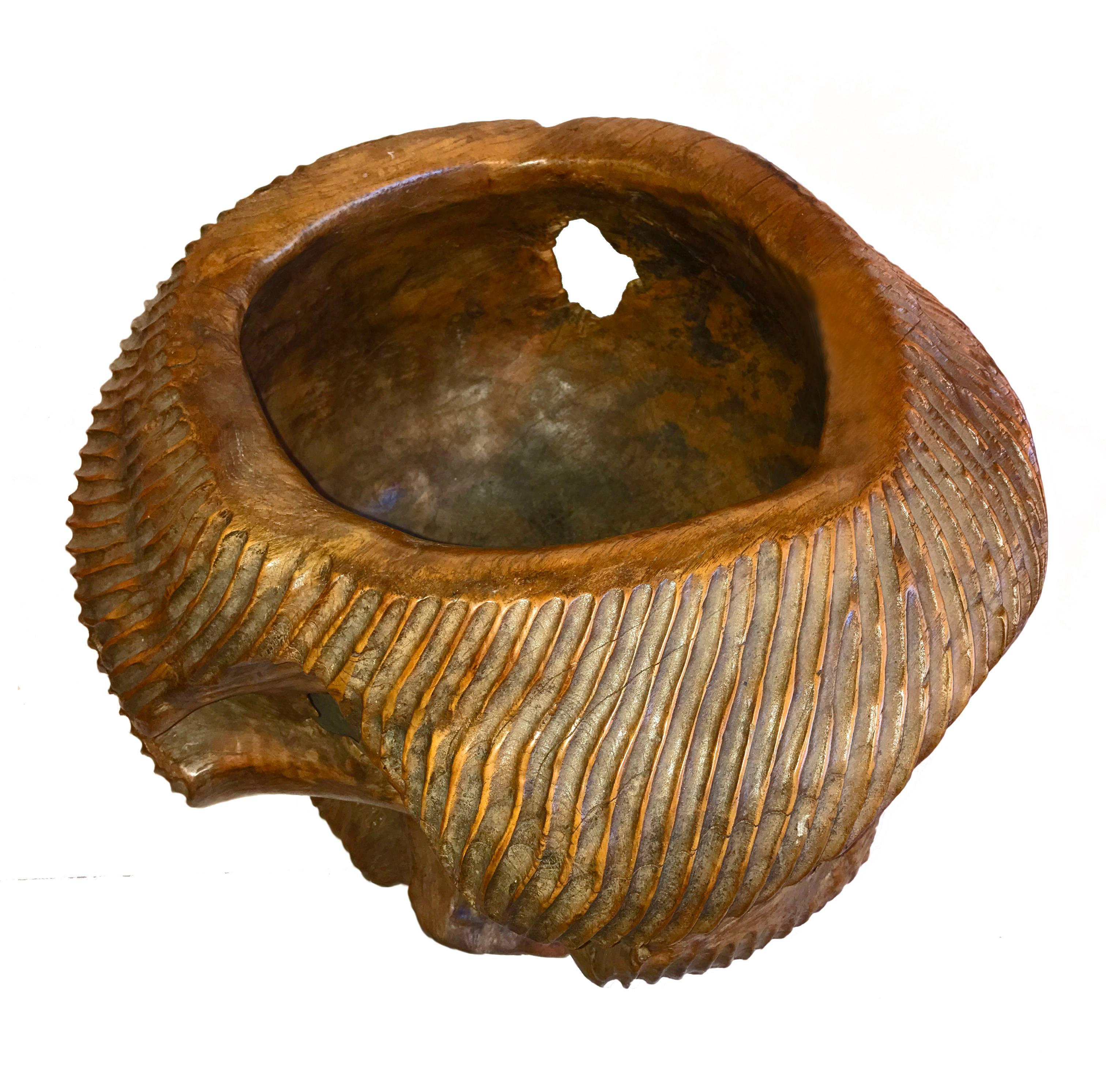 Arts and Crafts Carved Ironwood Bowl from Indonesia