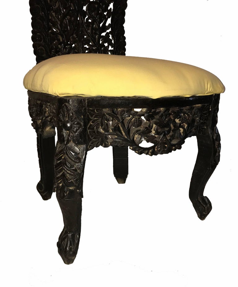 Early 20th Century HandCarved Rosewood Chairs from India For Sale at
