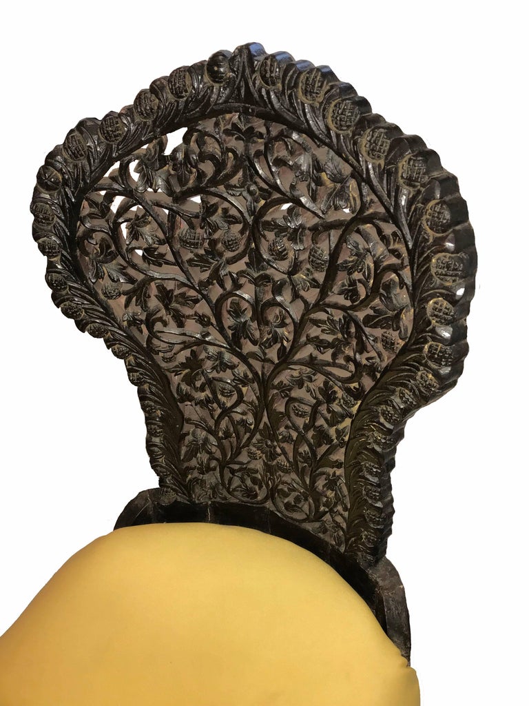 Early 20th Century HandCarved Rosewood Chairs from India For Sale at