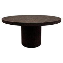 Vintage 1970s Round Dining Table in Chocolate Brown Cork
