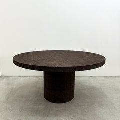 Vintage 1970s Round Dining Table in Chocolate Brown Cork