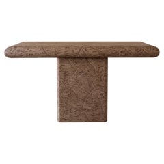 Vintage 1980s Postmodern Console Table  Bullnose Pedestal Table  Memphis Style