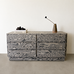 Vintage 1980s Postmodern Memphis Style Dresser in Graphic Veneer
