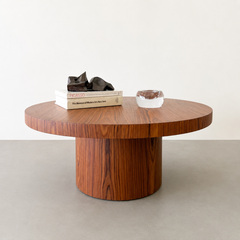 Mid-Century Modern Round Rosewood Pedestal Coffee Table