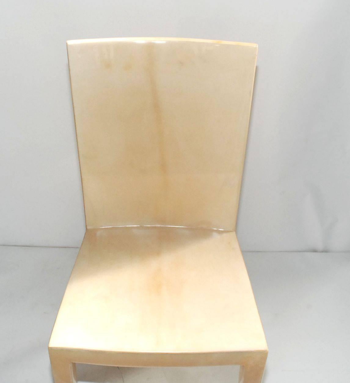 American Pair of Parchment Side Chairs