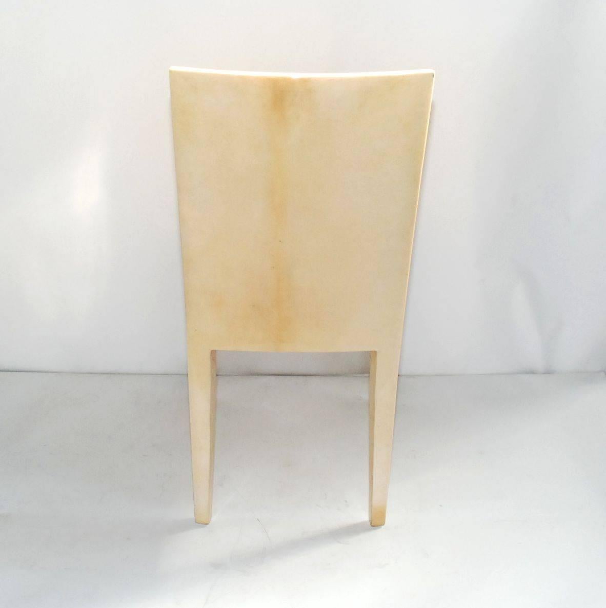 Late 20th Century Pair of Parchment Side Chairs