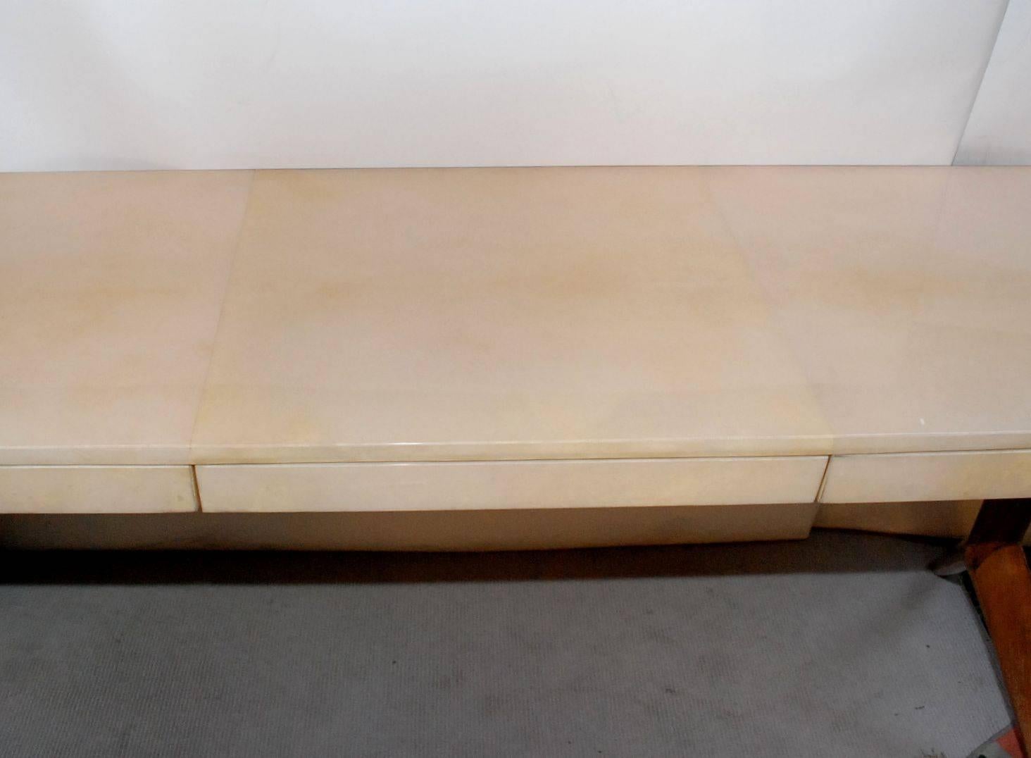 Mid-Century Modern Parchment Console Table