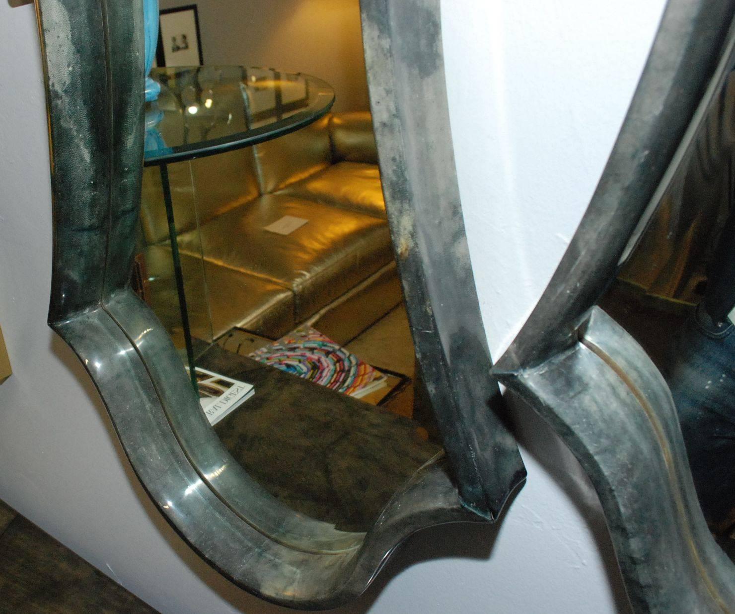Pair of Parchment Mirrors In Good Condition In Cathedral City, CA