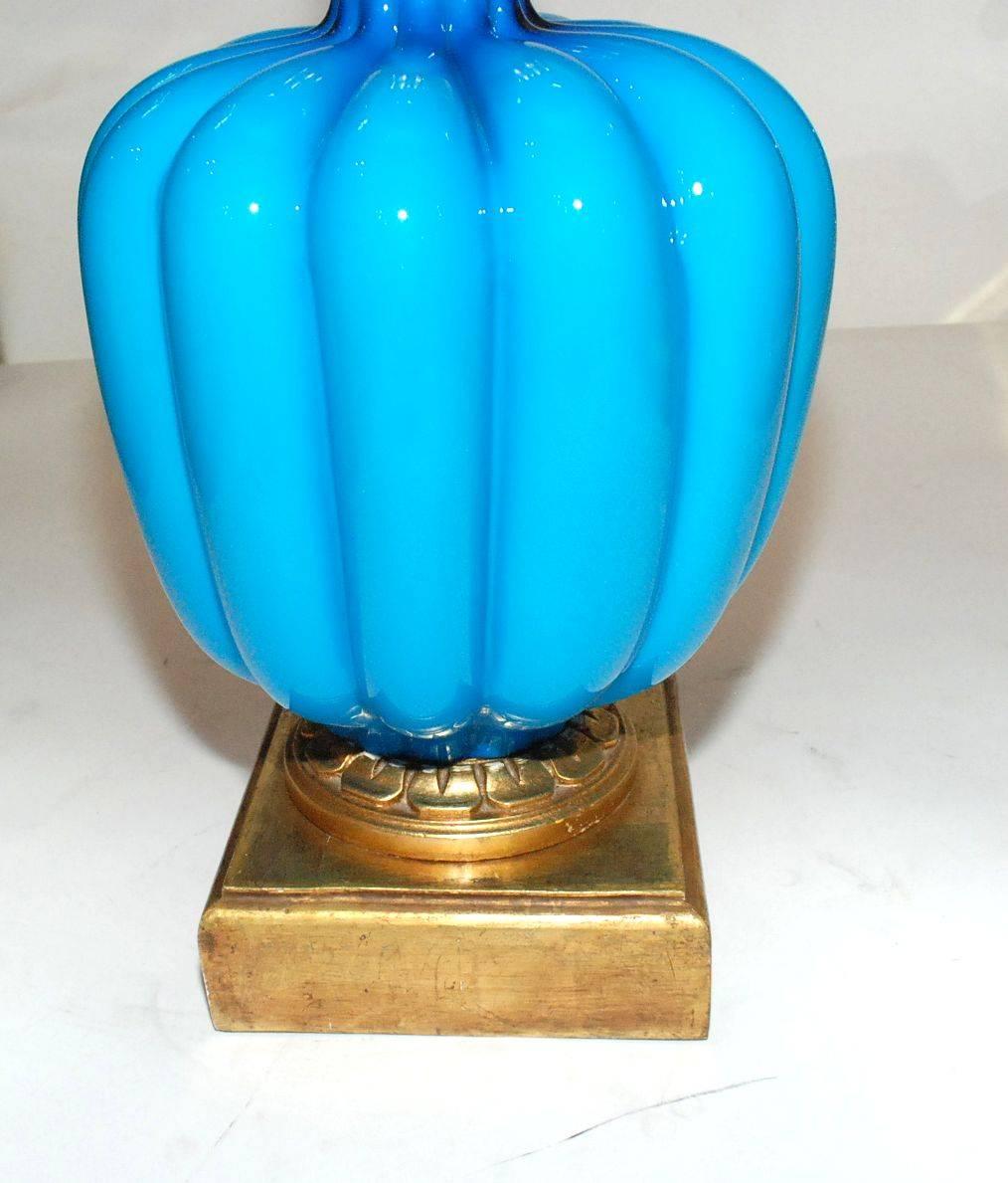 Italian Turquoise Murano Table Lamp In Good Condition For Sale In Cathedral City, CA