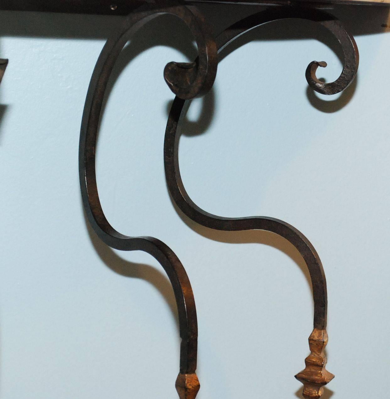 Pair of Italian Rococo Style Iron Console Tables 2