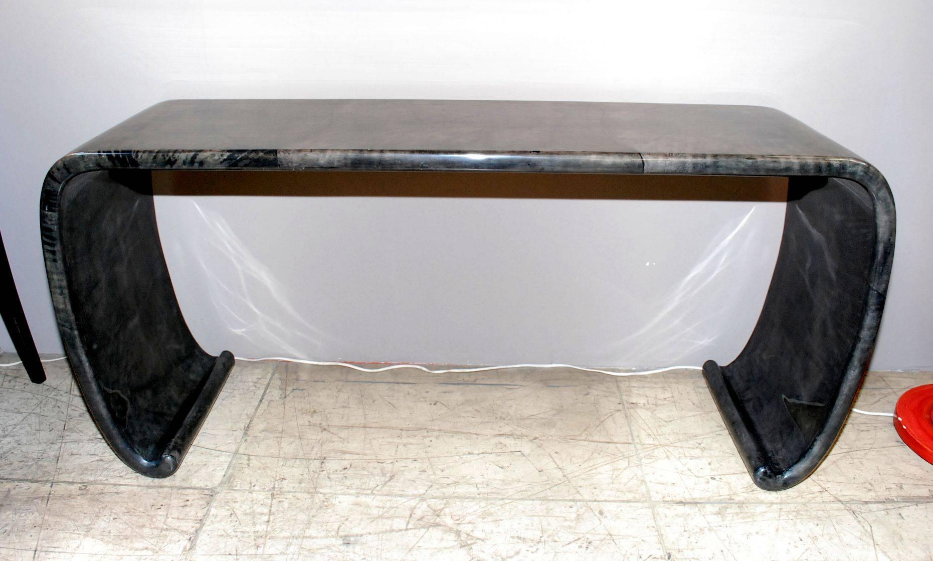 Mid-Century Modern Parchment Sculptural Console Table