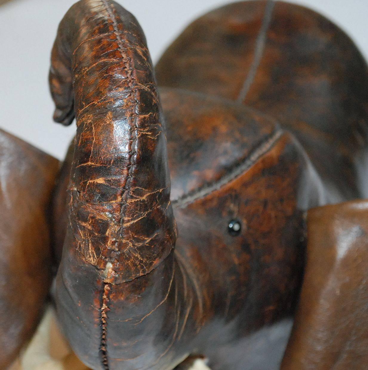Mid-20th Century Vintage Leather Elephant by Dimitri Omersa for Abercrombie & Fitch