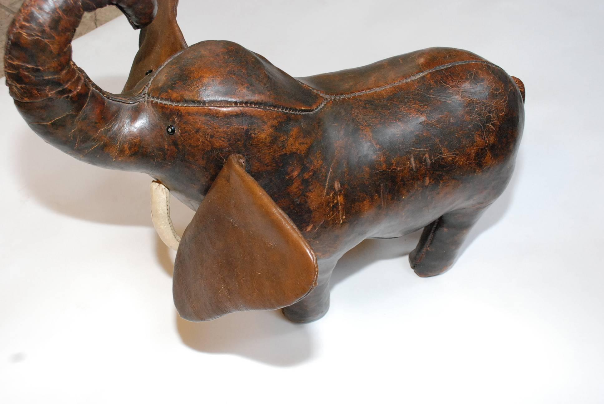 Mid-Century Modern Vintage Leather Elephant by Dimitri Omersa for Abercrombie & Fitch