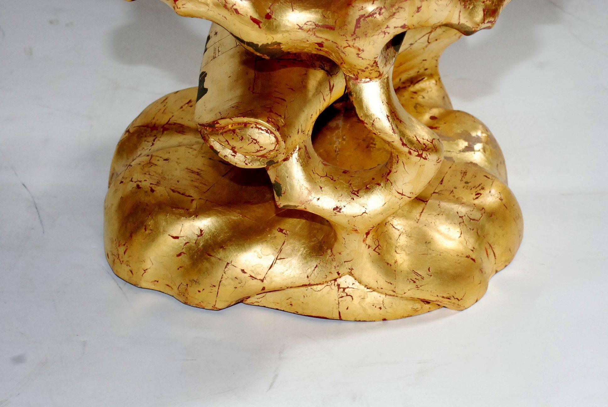 Gold Leaf Pair of Truffle Design Side Tables