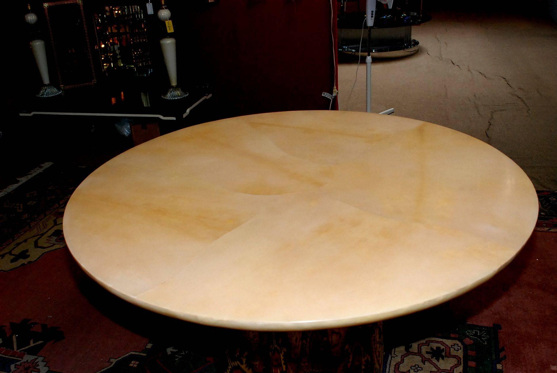 Great Parchment Dining or Center Table In Good Condition In Cathedral City, CA