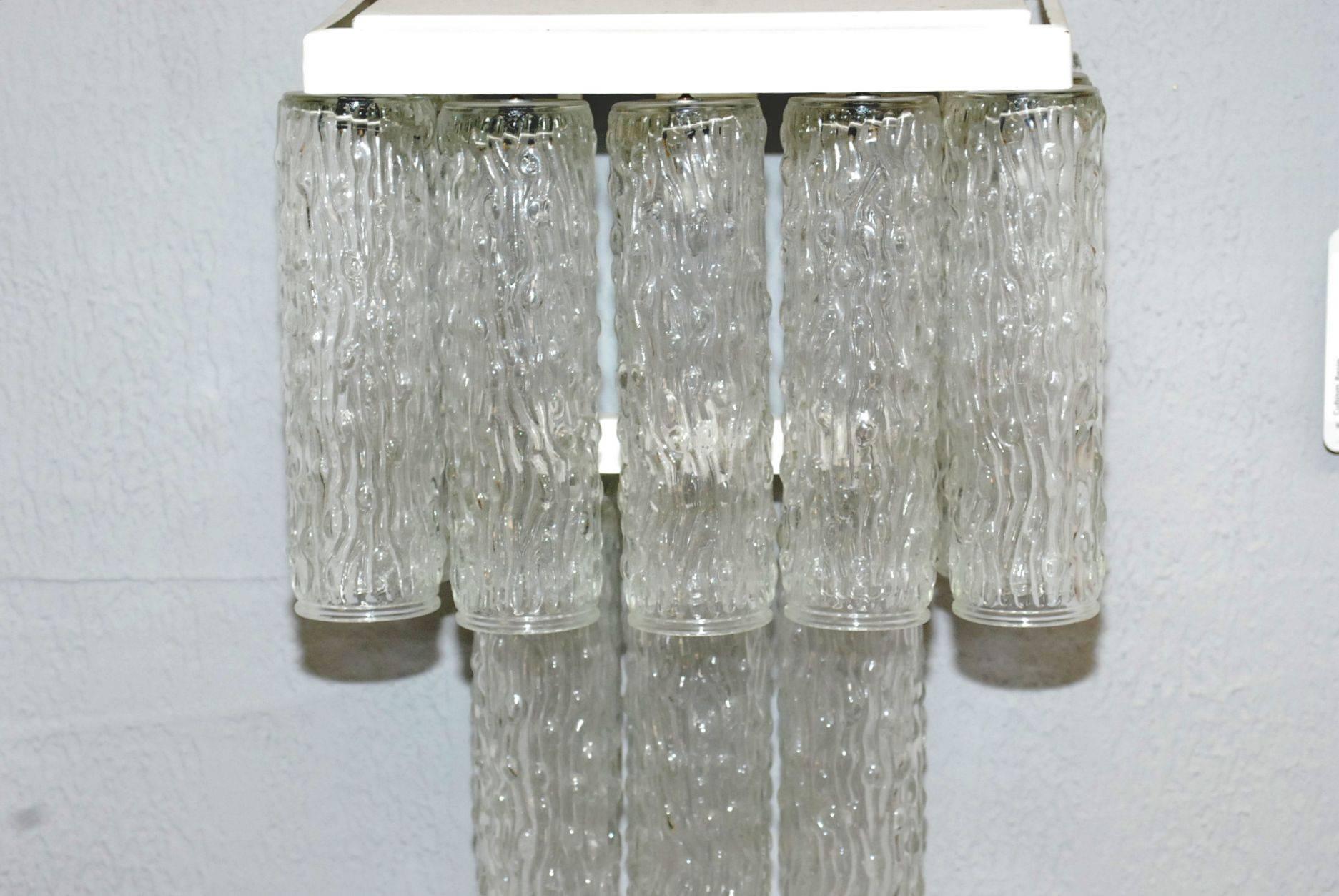 1960s set of Venini round tronchi clear glass sconces. Please note each sconce has single socket.