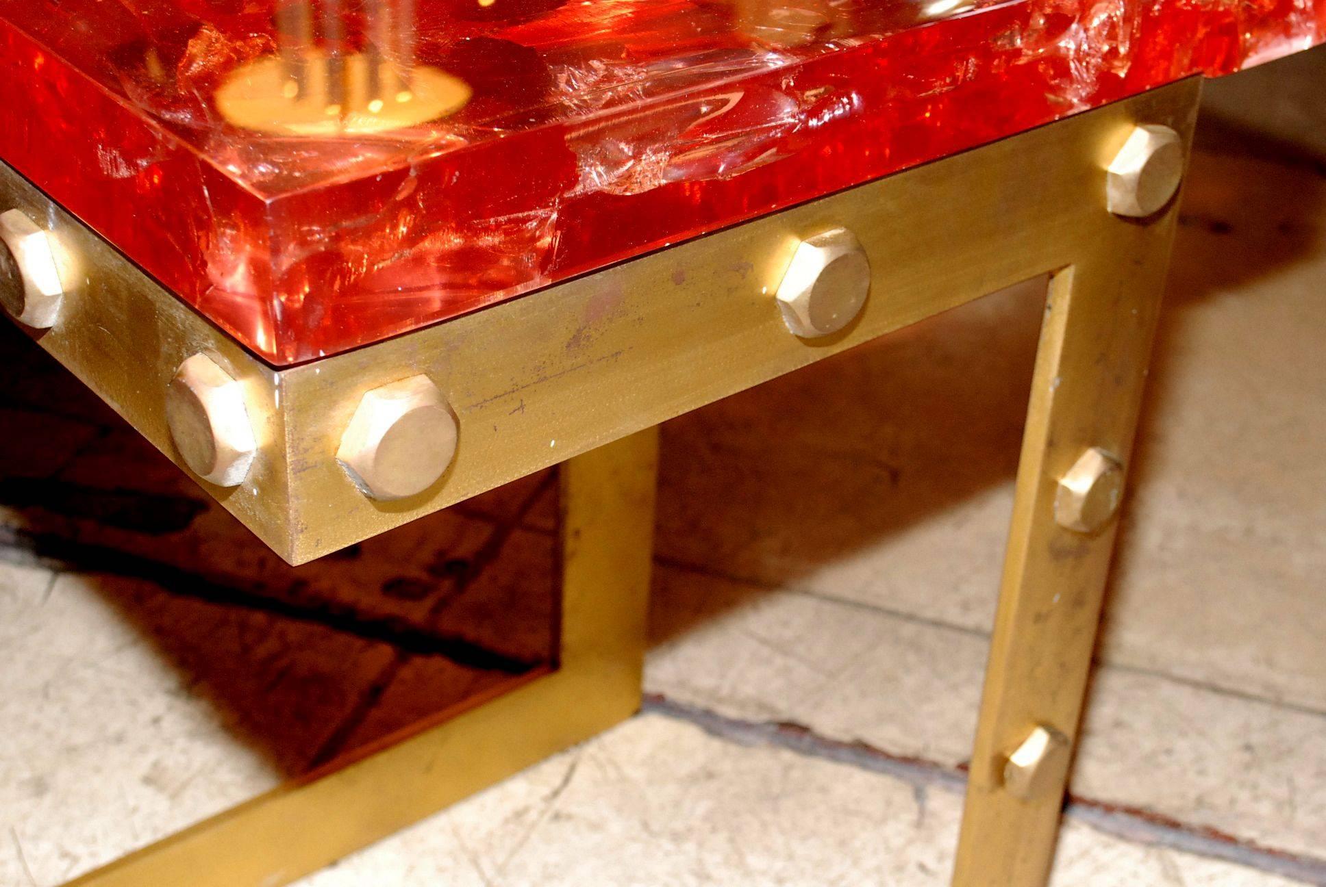 Red Resin Side Table In Good Condition In Cathedral City, CA