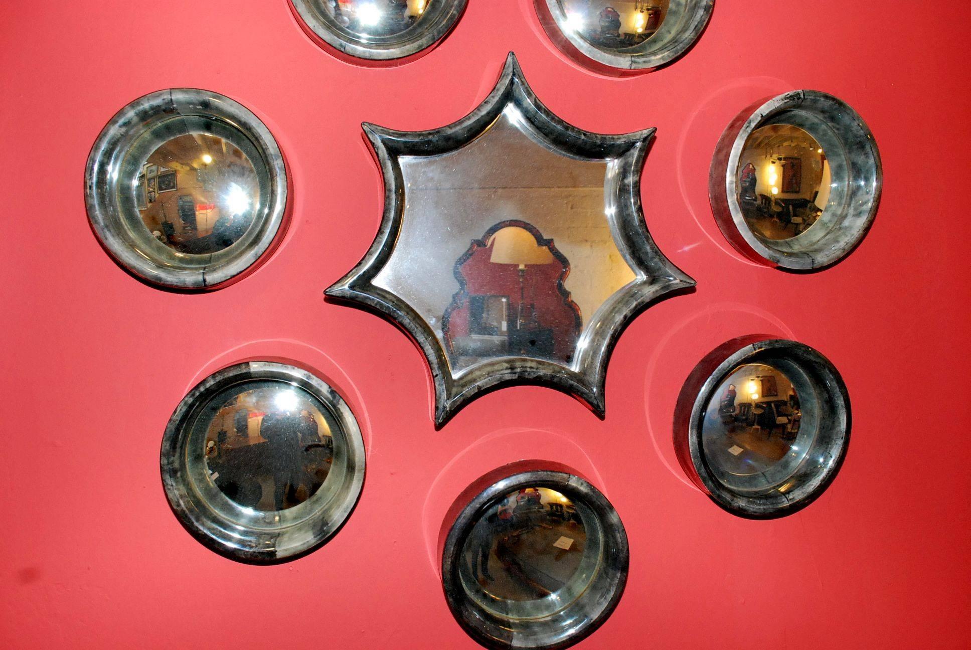 Mid-Century Modern Set of Eight Parchment Mirrors