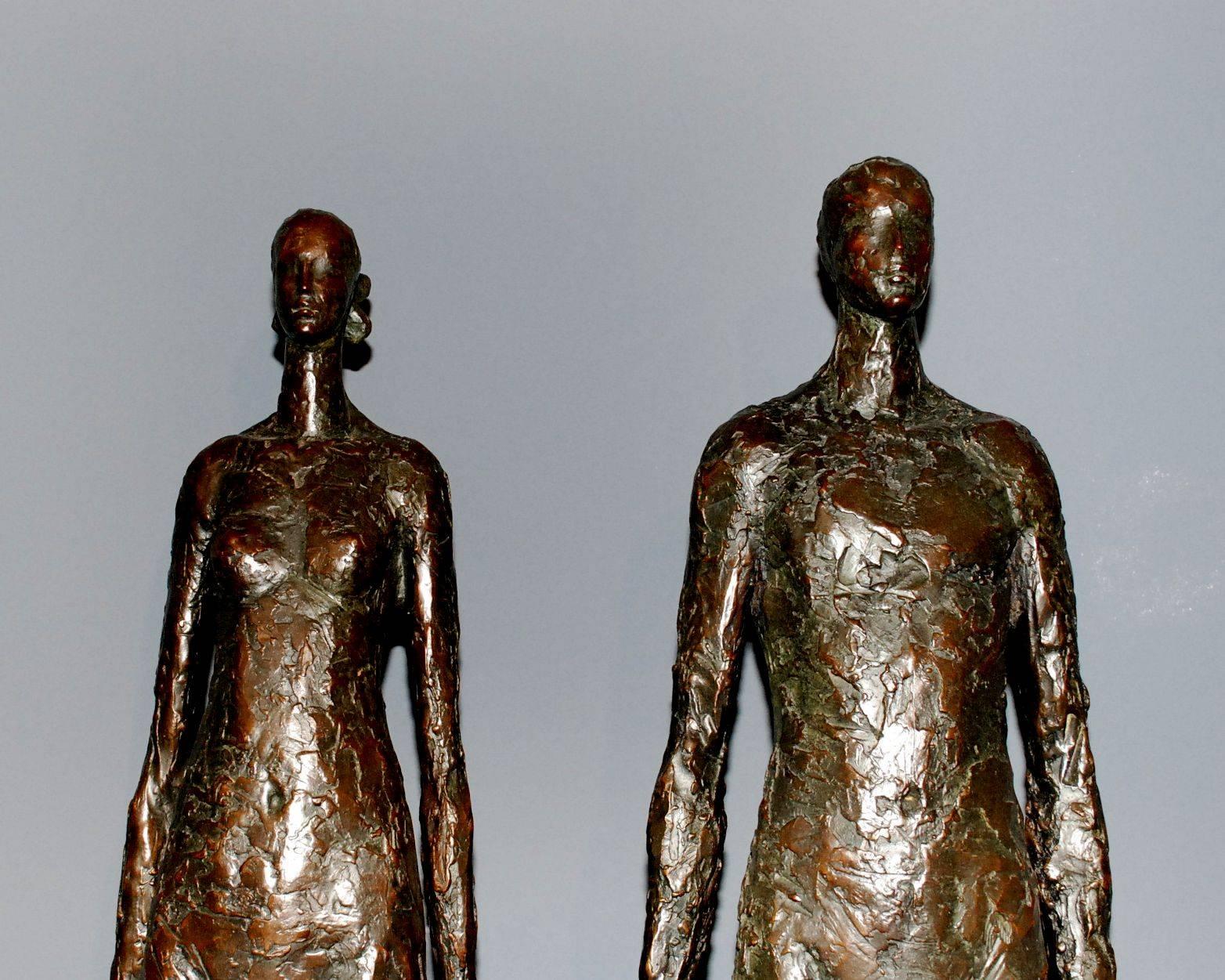 Beautiful tall bronze sculptures of man and woman on plaster base by Tom Corbin.
Edition 50.
(Bronze, green/brown patina.
Light grey granite base).
Measures: Man 78.25” H, 12” D, 13” W.
Woman 77” H, 12” D, 12” W.
Biography:
Tom Corbin’s