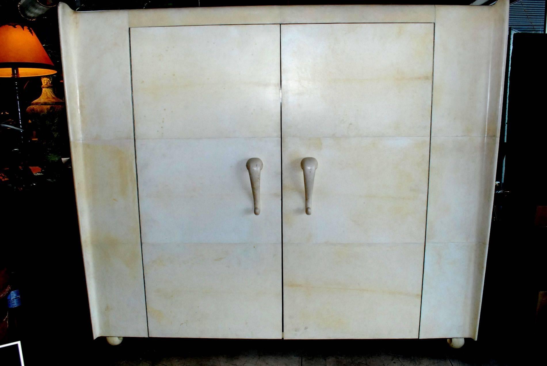 20th Century French Art Deco Style Parchment Armoire