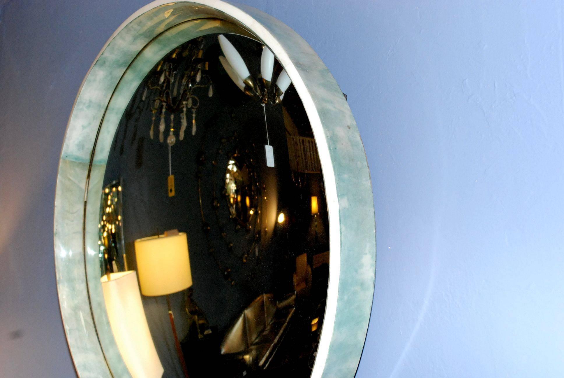 American Convex Parchment and Bone Mirror