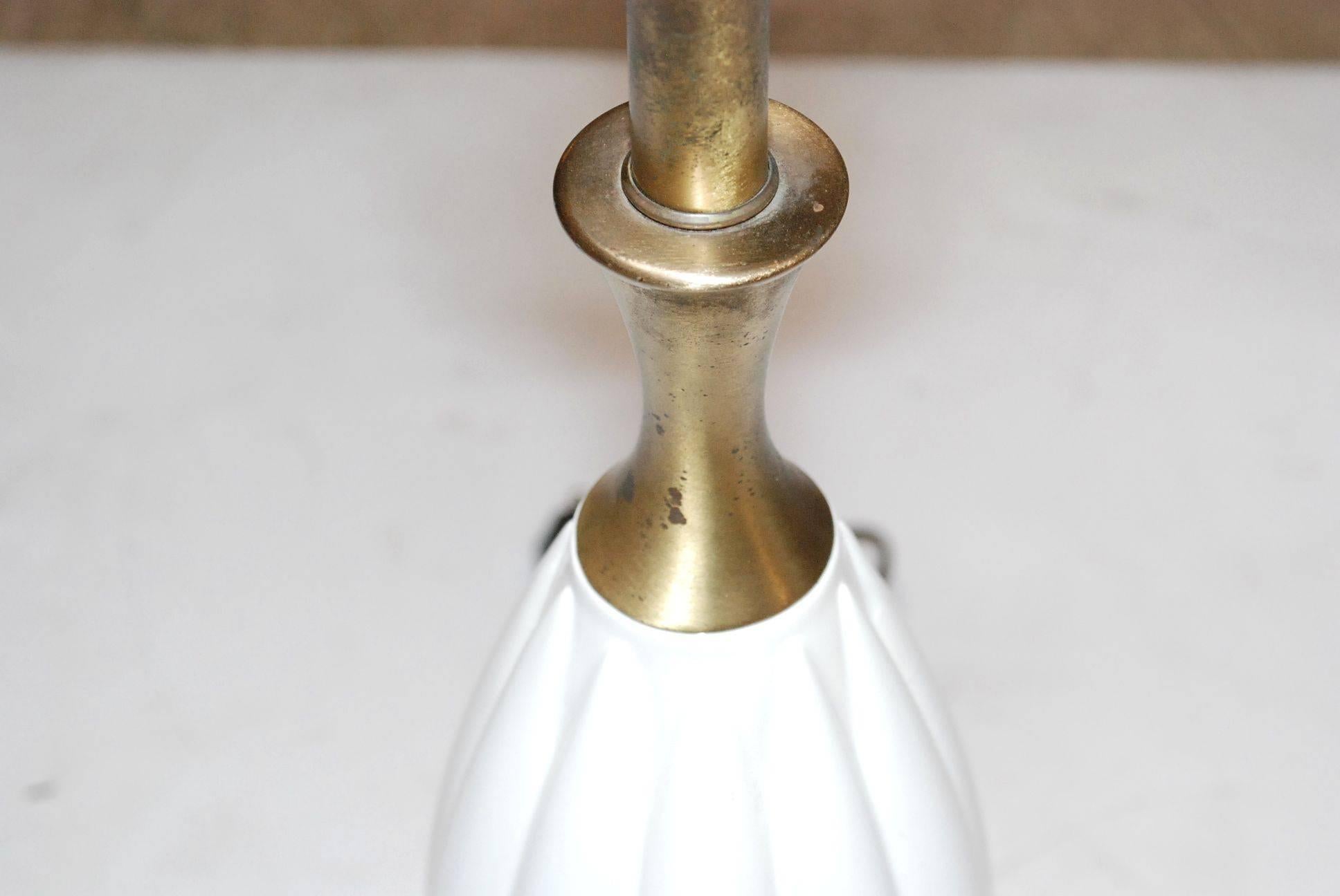Brass Pair of Ceramic Table Lamps