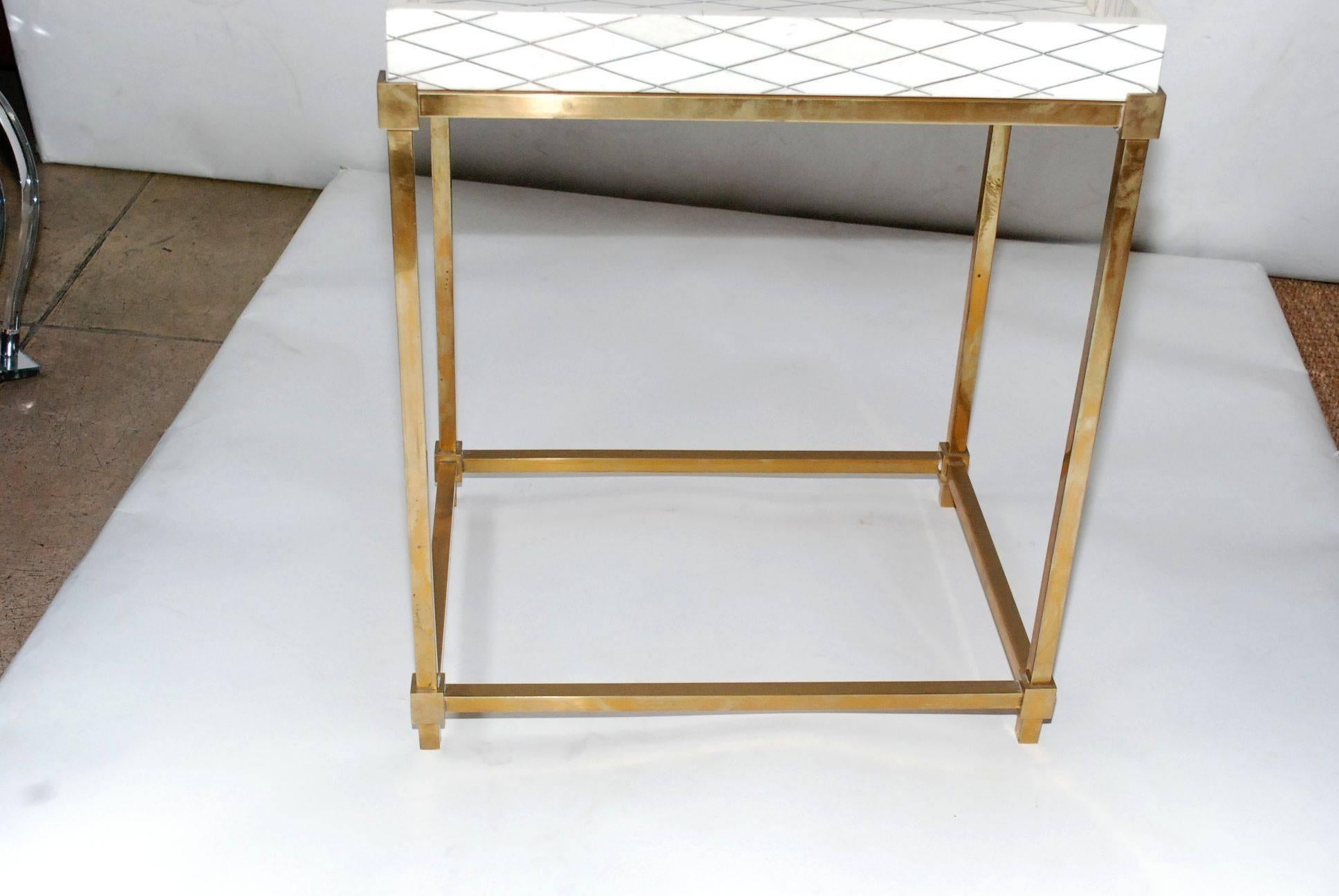 Mid-Century Modern Bone Side Table with Tray