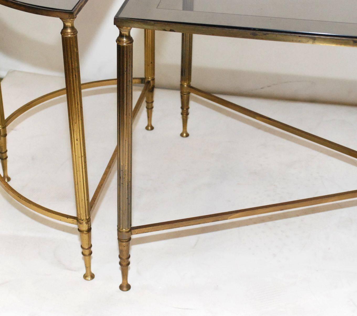 French Three-Part Brass Cocktail Tables In Good Condition In Cathedral City, CA