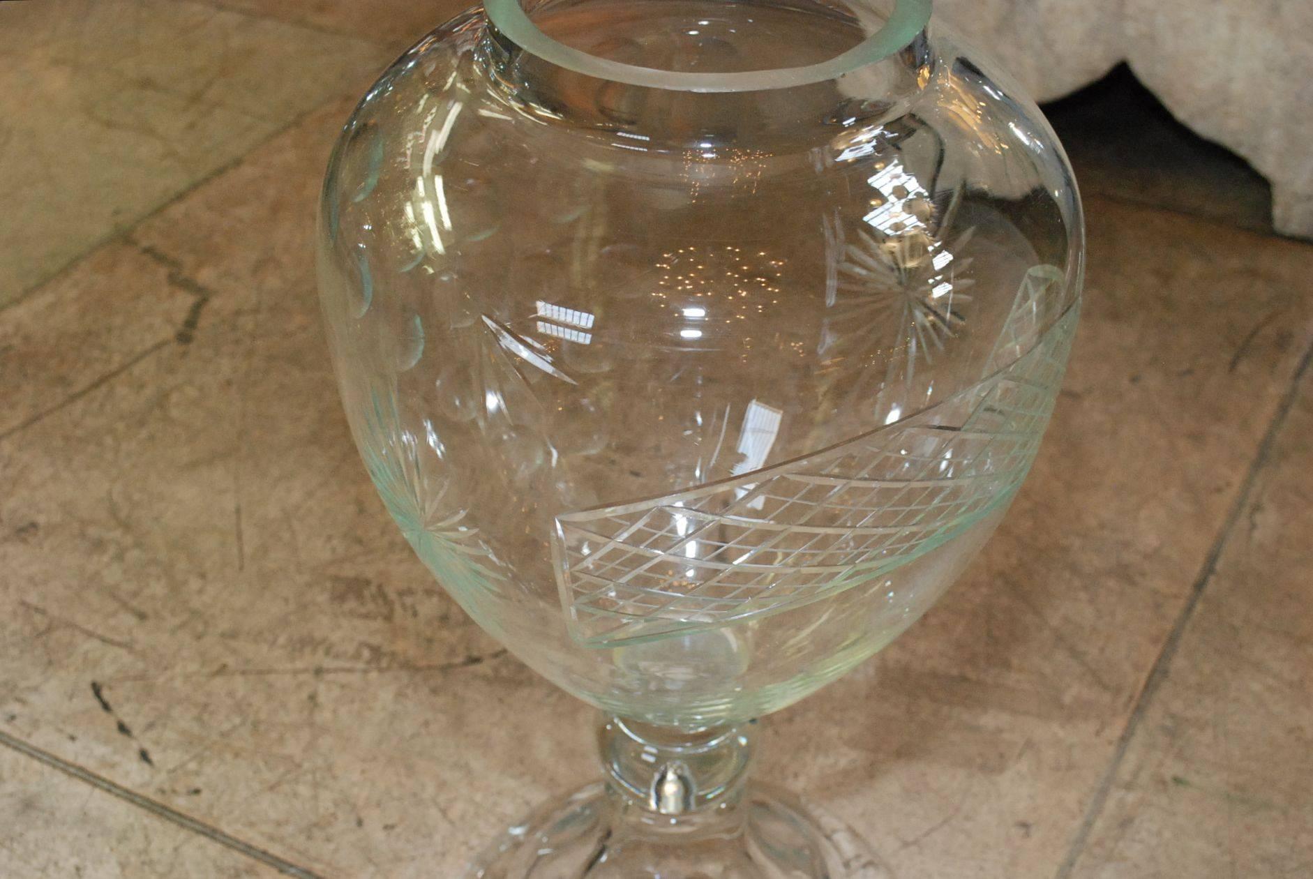 Cut Glass Pair of French Large Pharmacy Jars