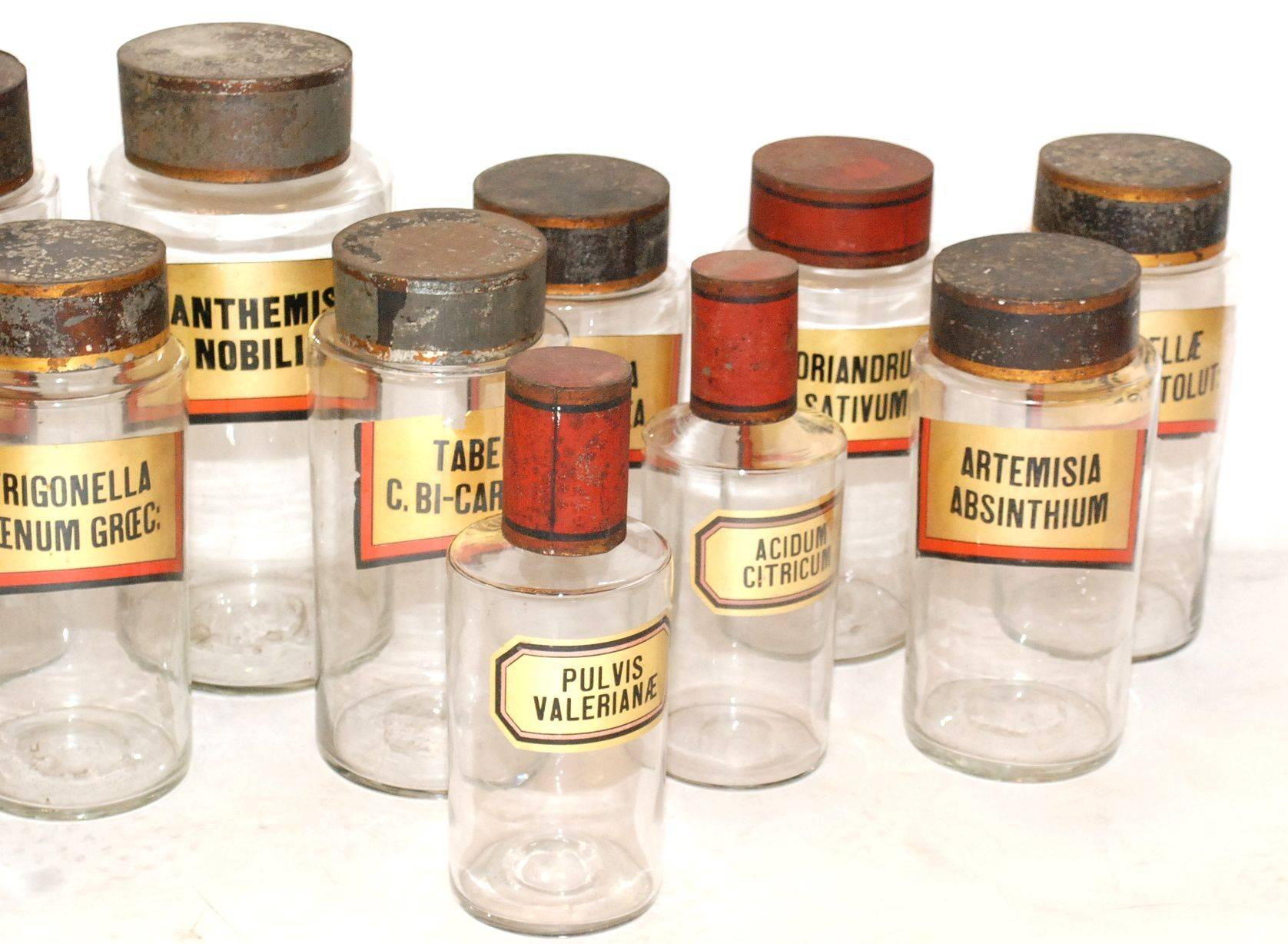 Set of 15 Apothecary Glass Jars In Good Condition In Cathedral City, CA