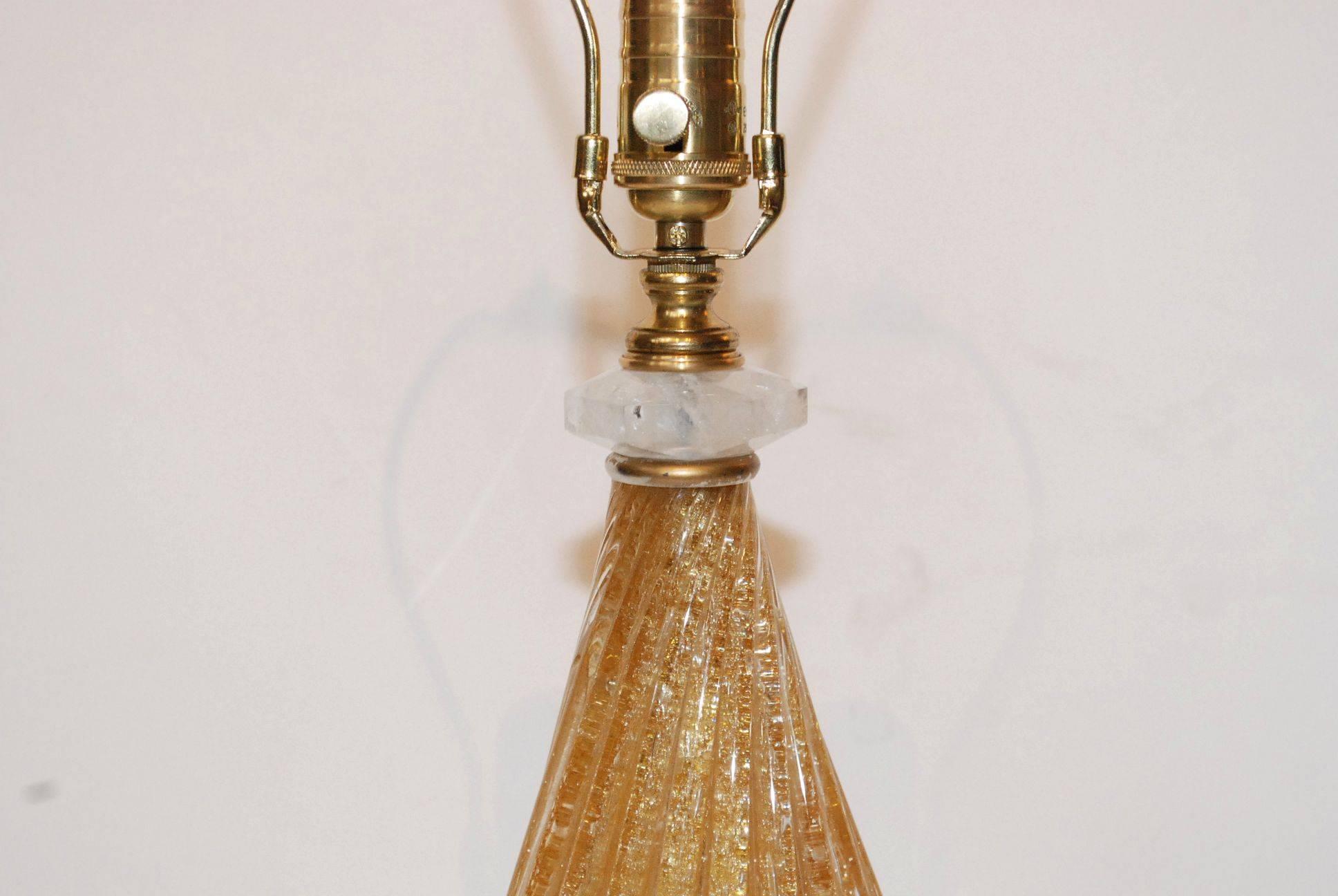 Murano and Rock Crystal Table Lamp In Good Condition For Sale In Cathedral City, CA