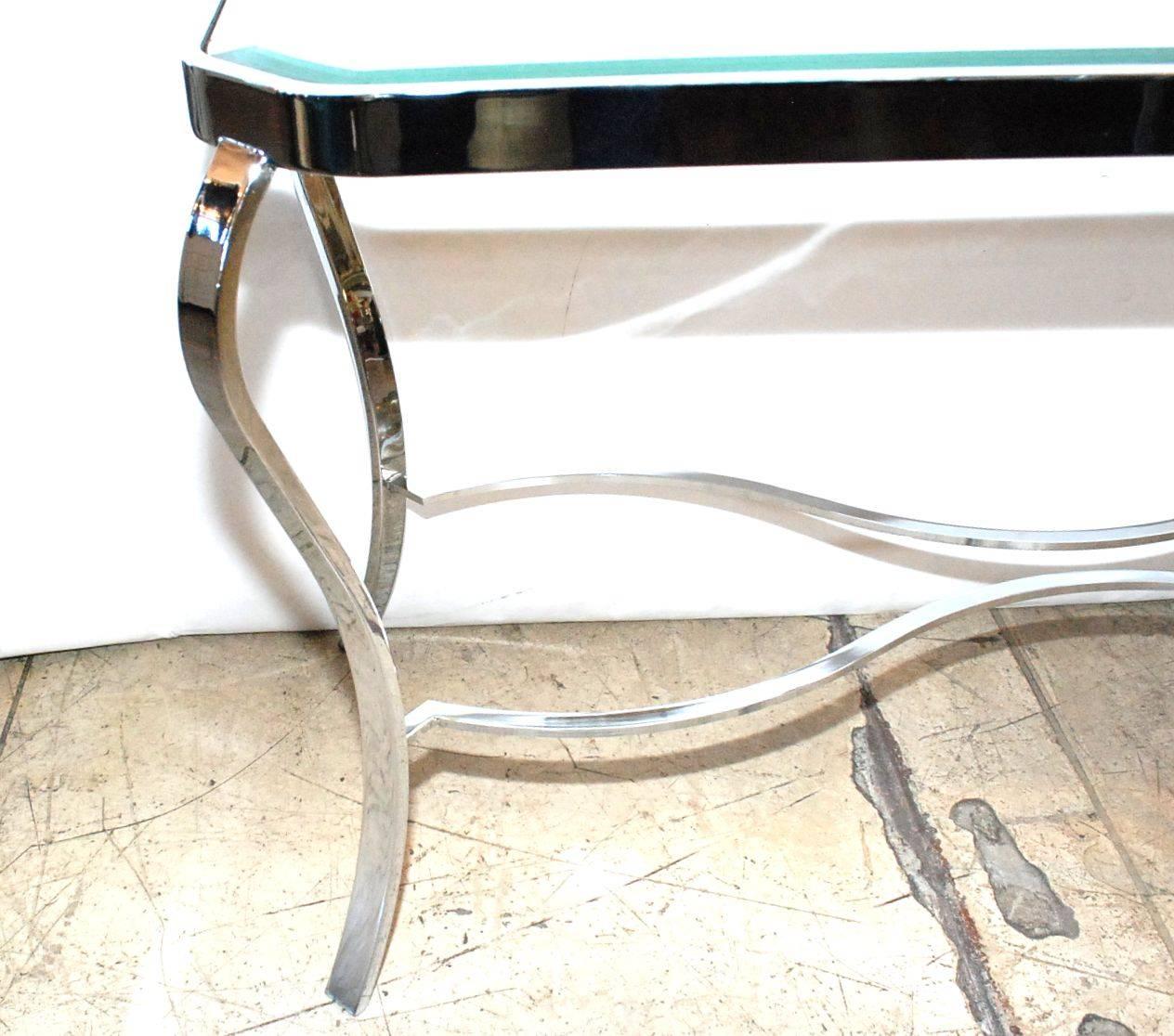 Late 20th Century 1970s Chrome Console Table For Sale