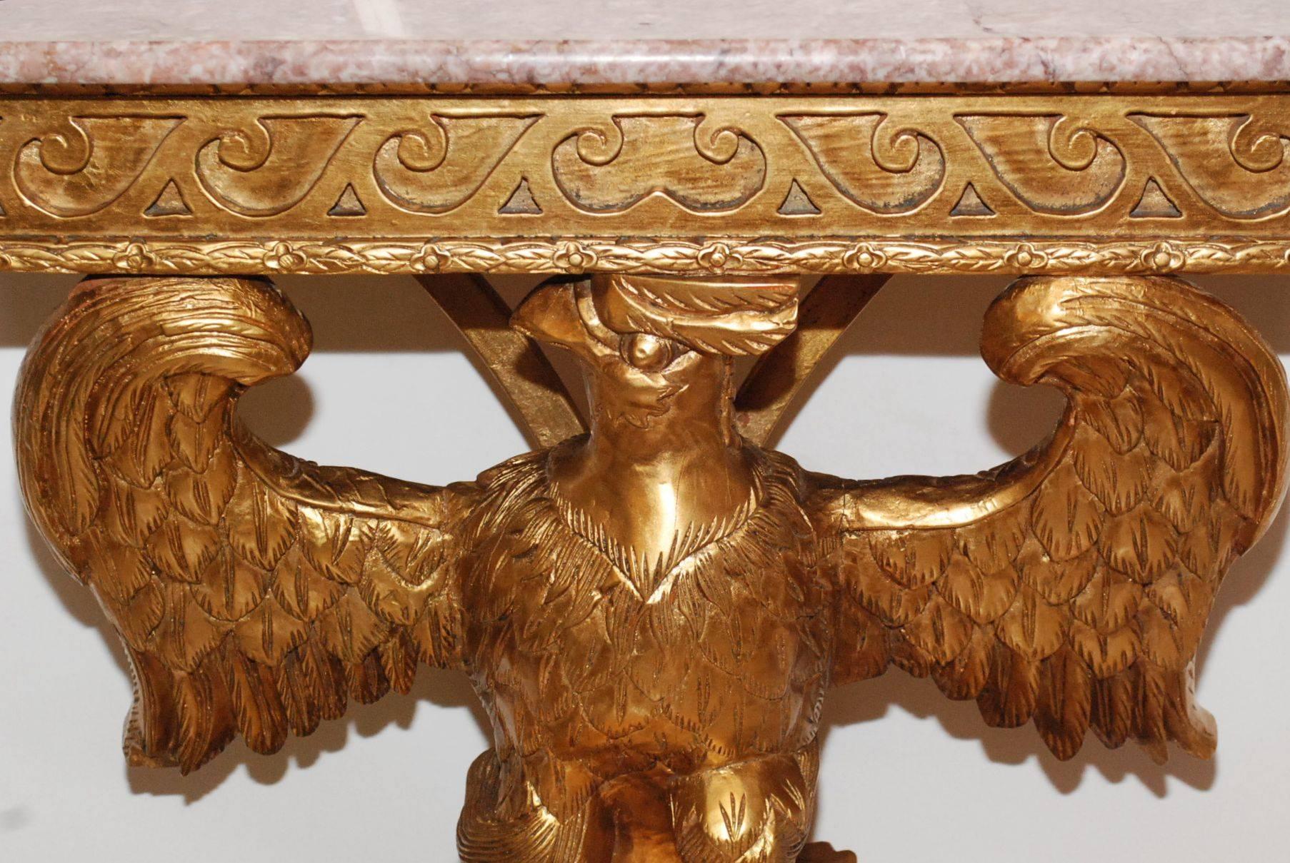 Georgian Elegant Giltwood Eagle Console Table