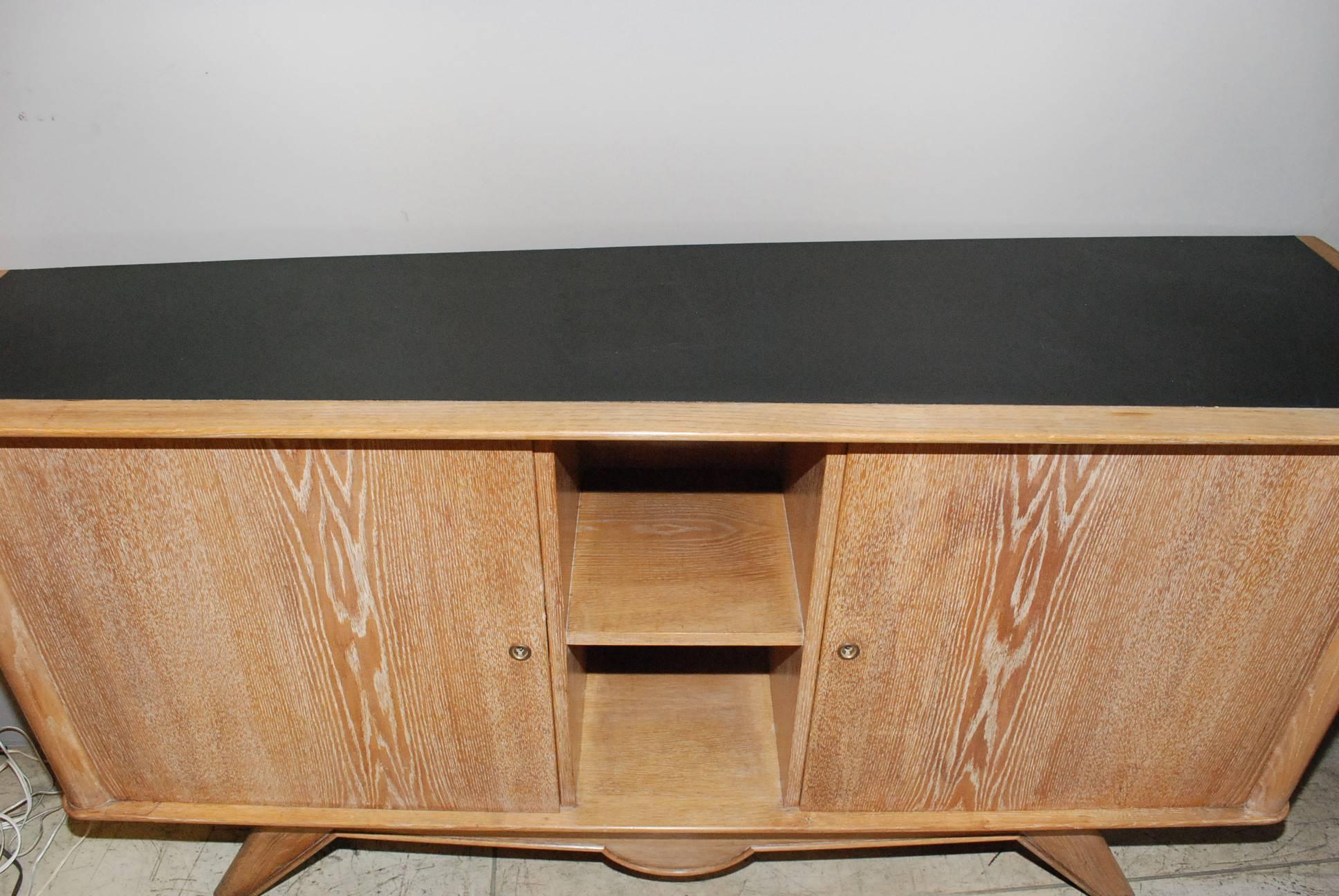 Brass 1940s French Cerused Credenza