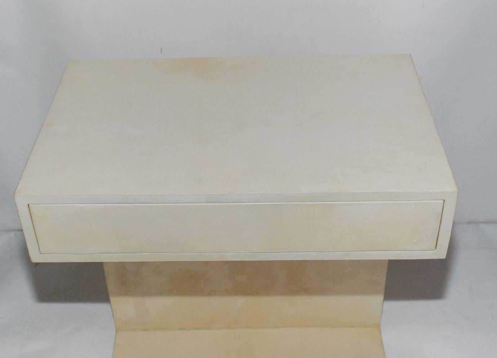 Mid-Century Modern Pair of Parchment Side Tables