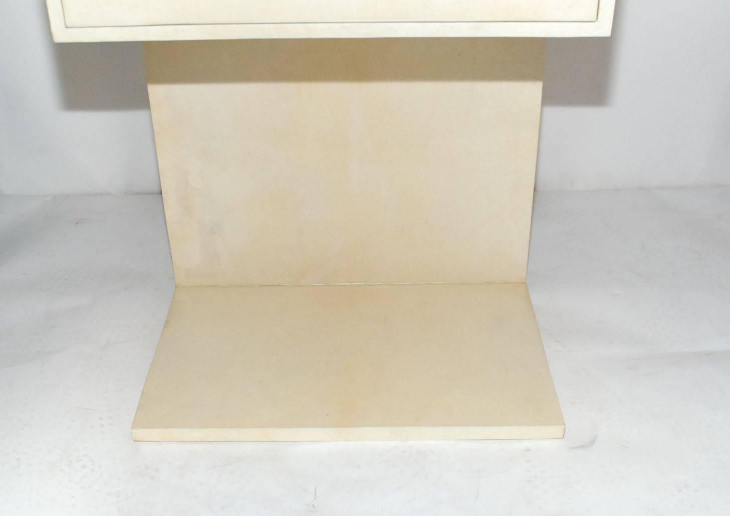 American Pair of Parchment Side Tables