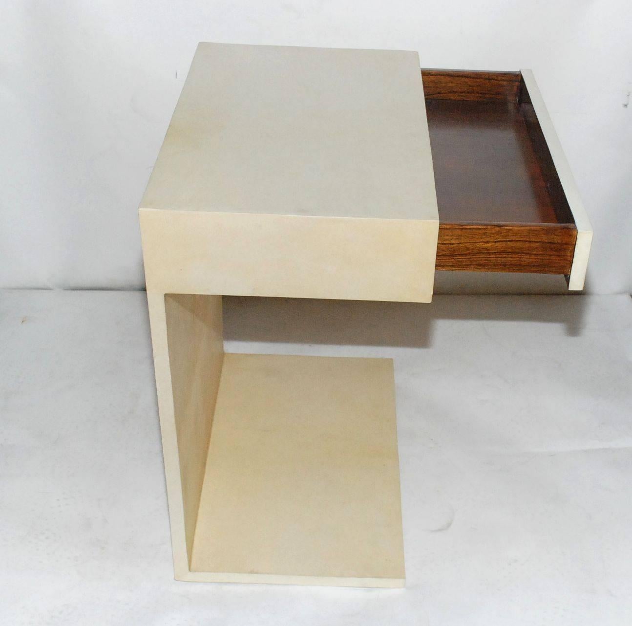 Pair of Parchment Side Tables In Good Condition In Cathedral City, CA