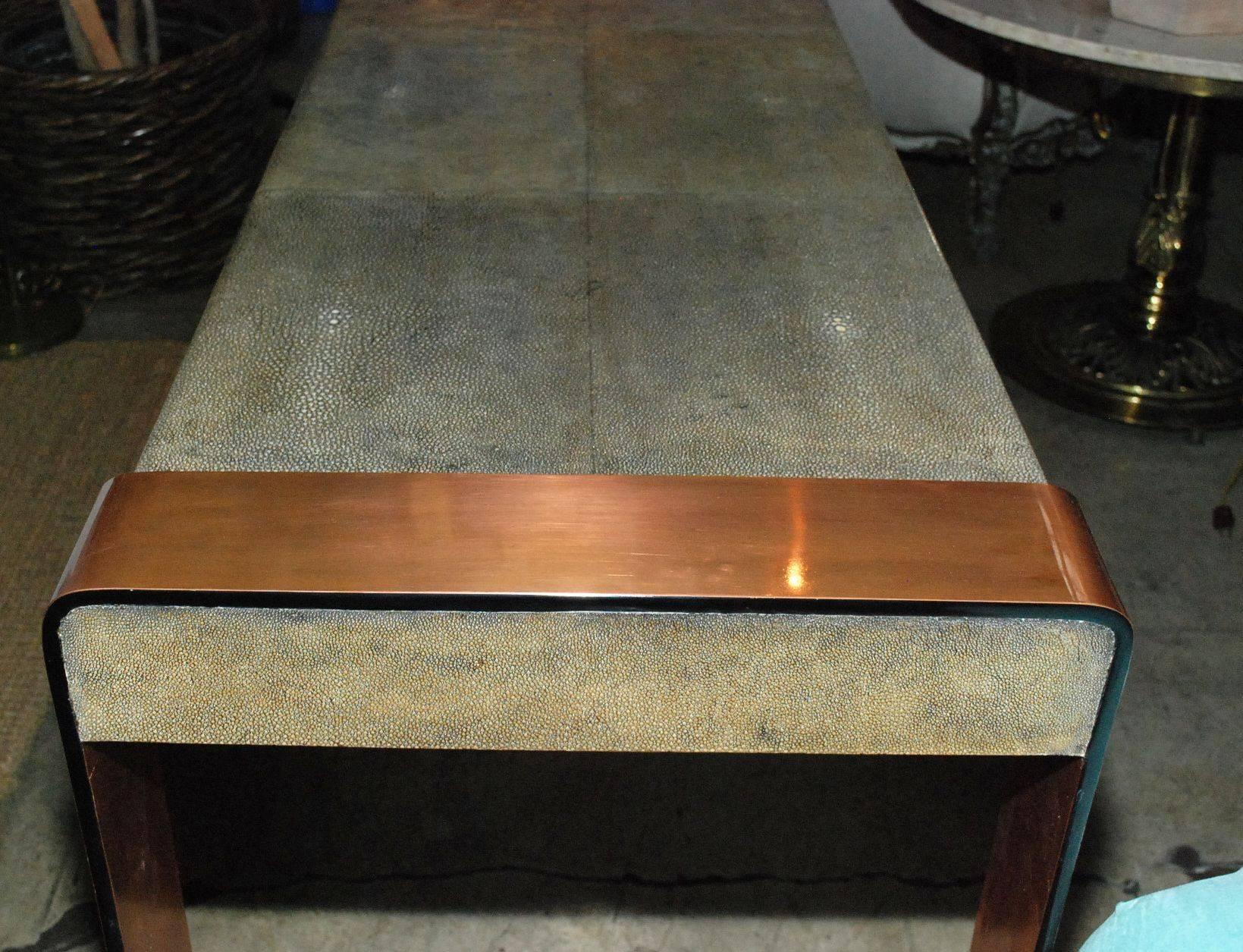 Shagreen Console Table with Copper Details 2