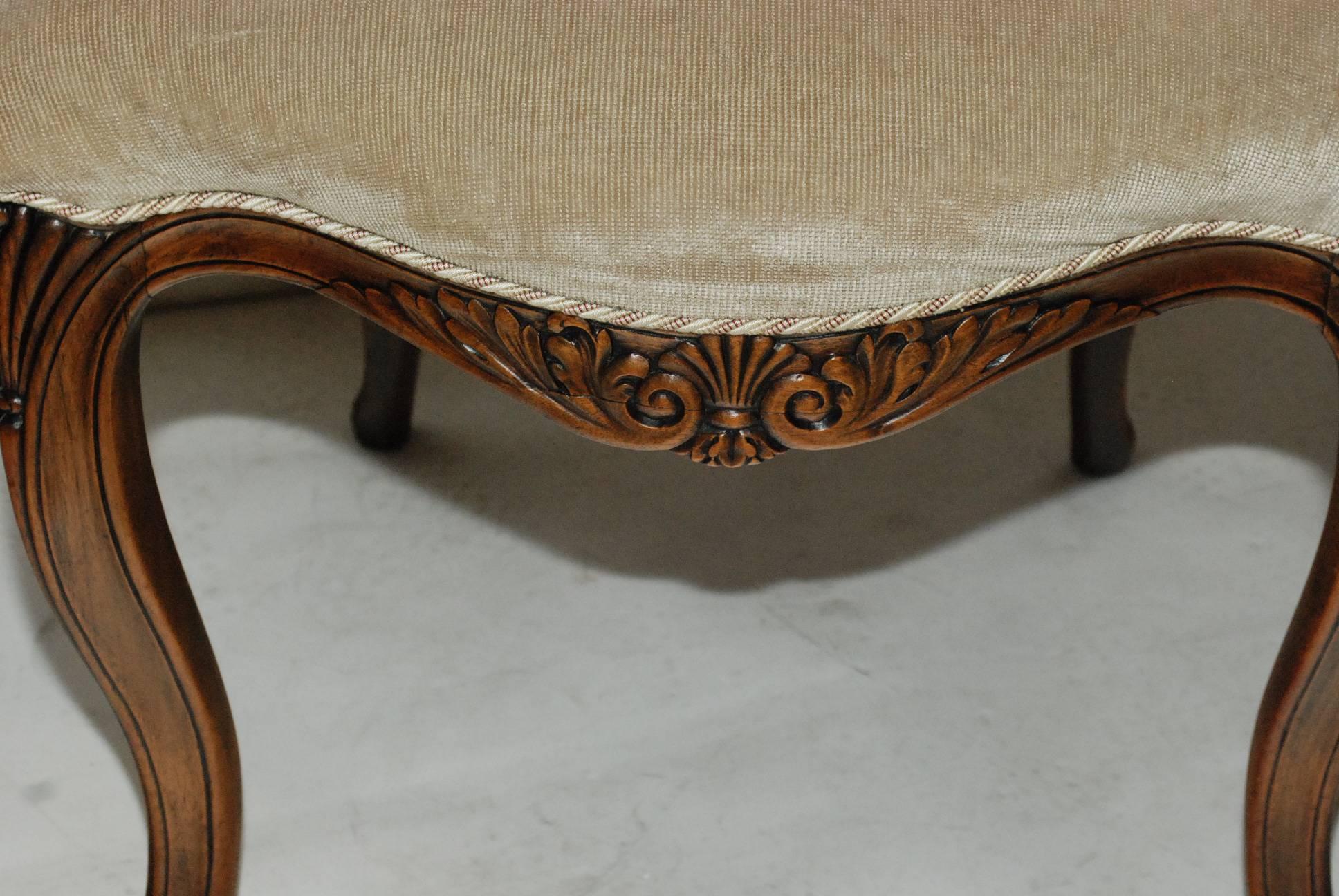 Fabric Set of Eight Italian Louis XV Style Dining Chairs