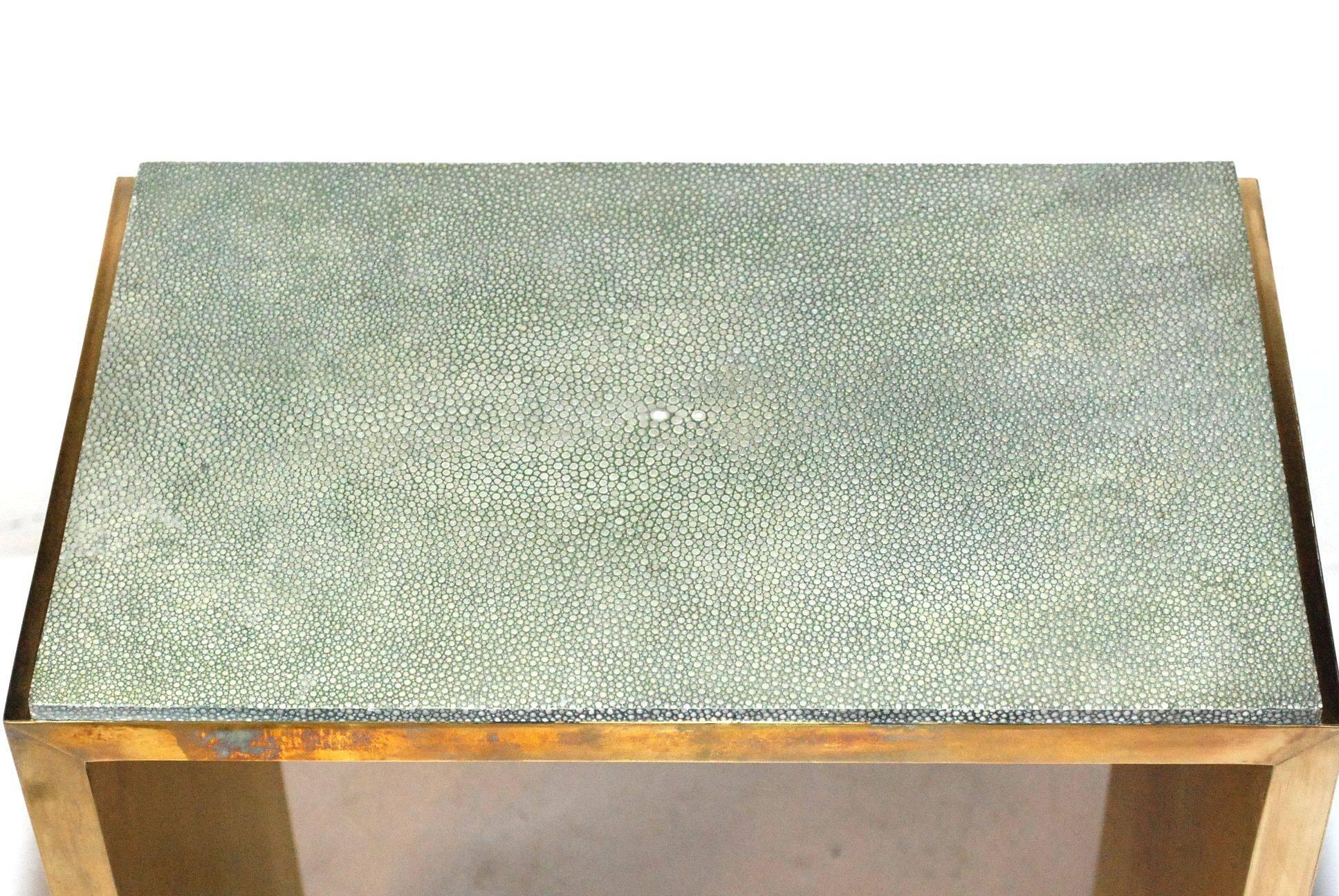 Late 20th Century Pair of Shagreen Side Tables