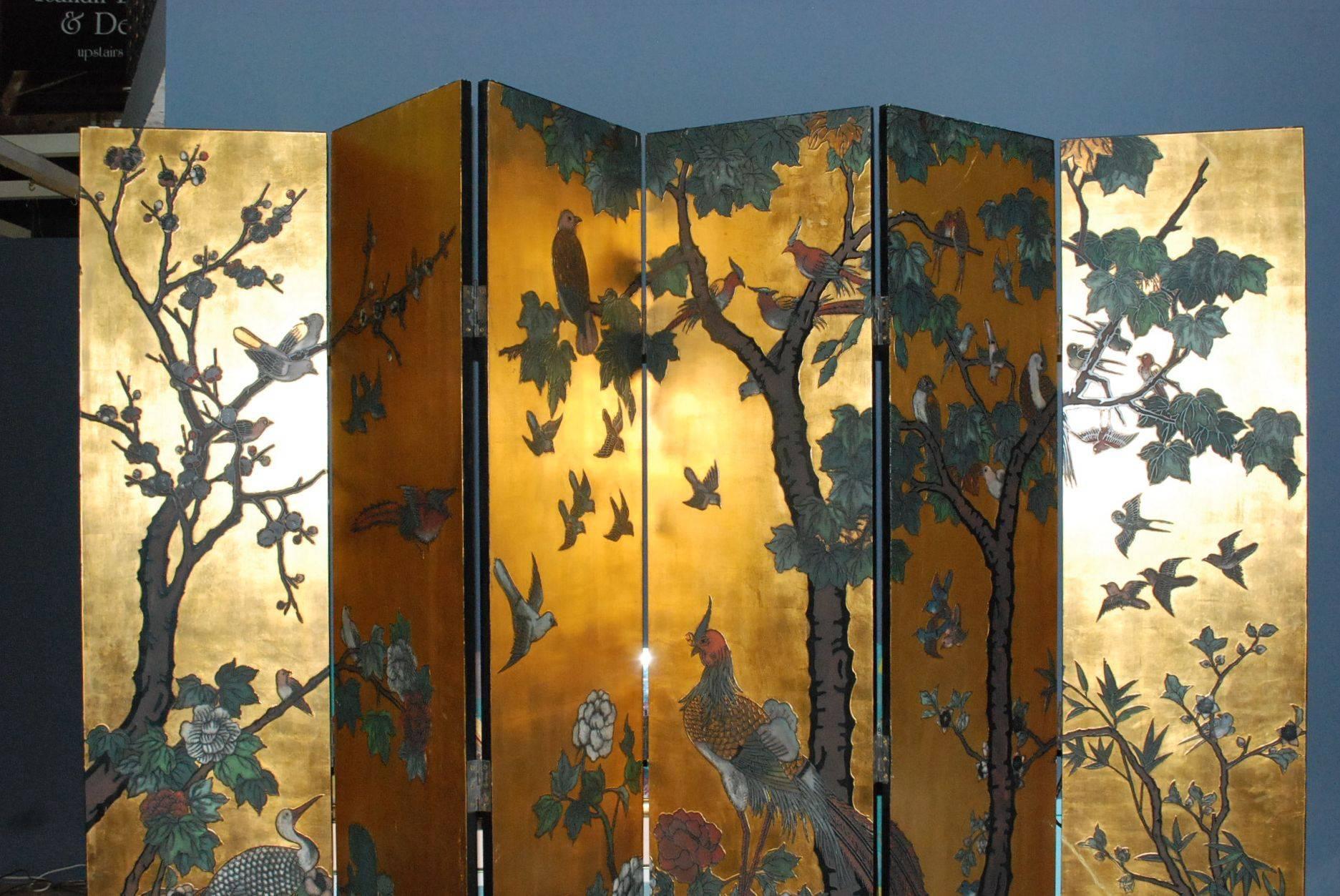 Mid-Century Modern Six-Panel Folding Coromandel Screen